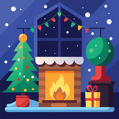 Obraz premium christmas tree with gifts home decoration background