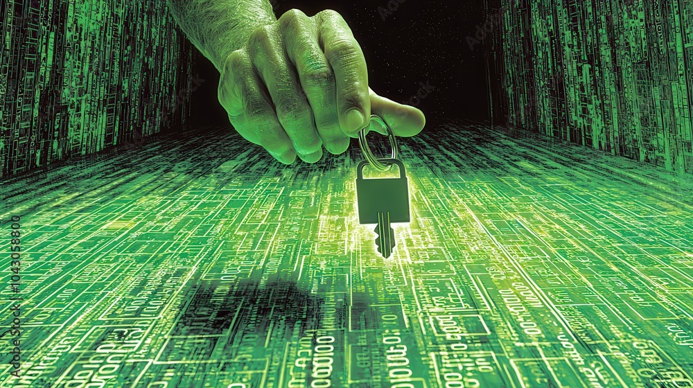 Poster abstract representation of data security concept