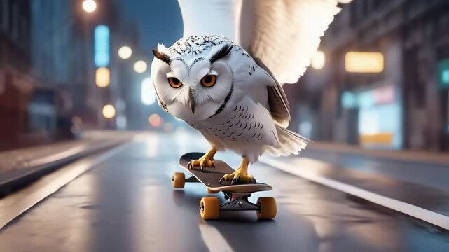 Owl on skateboard