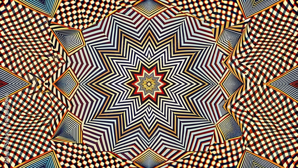 Poster geometric pattern with asymmetrical distortion effect, abstract design