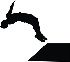 Parkour silhouette illustration. People jump pose full body.