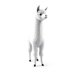 Fototapeta premium Alpaca metallic 3D image of white alpaca on white background. Generative AI