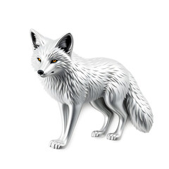 Obraz premium Arctic Fox metallic 3D image of silver arctic fox on white background. Generative AI