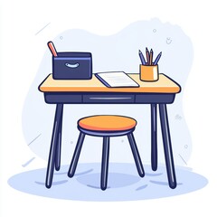Fototapeta premium Playful Children's Chair and Desk Setup in Bright Colors