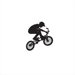 Naklejka premium BMX bike player vector illustration for icon, symbol or logo. BMX bike player template logo. BMX player silhouette. bmx bike