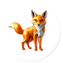 Obraz premium Fox metallic 3D image of gold on white background. Generative AI