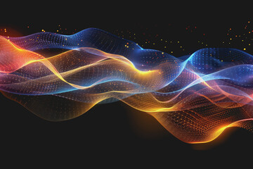Fototapeta premium Abstract glowing wave lines isolated on a black background.