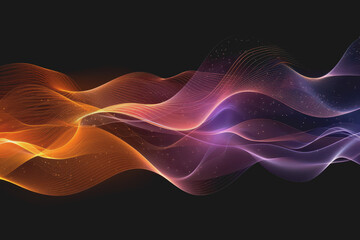 Obraz premium Abstract glowing wave lines isolated on a black background.