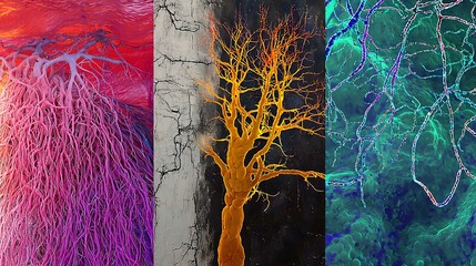 Diverse Sources: Collage of stem cells—from bone marrow, adipose tissue, and dental pulp. 