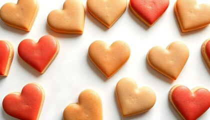 Obraz premium Heart shaped cookies with copy space isolated on a white background