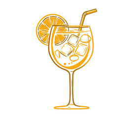 Aperol Spritz cocktail Vector illustration.
