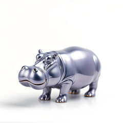 Fototapeta premium Hippo metallic 3D image of purple on white background. Generative AI