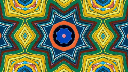 Colorful symmetrical abstract kaleidoscope background pattern for summer 