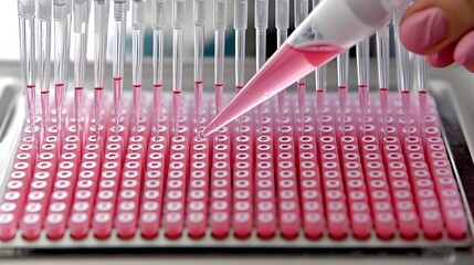 Transplant Preparation: A lab technician preparing stem cells for transplantation, meticulous pipetting. 