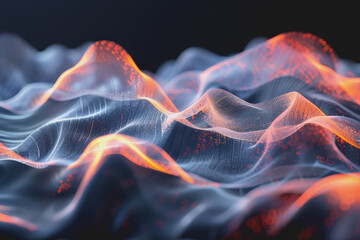 Fototapeta premium Abstract glowing wave lines isolated on a black background.