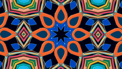 Colorful symmetrical abstract kaleidoscope background pattern for summer 