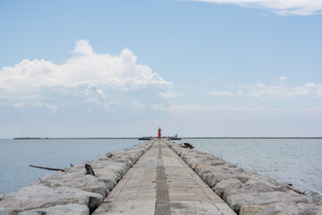 Venice, Italy - 2024 - Lighthouse on the Lido di Venezia. Venice is a city in northeastern Italy and the capital of the Veneto region.