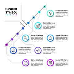 Infographic template. Diagonal line with 8 steps