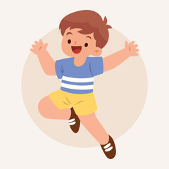 Flat Cute Kids Jumping Illustration