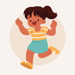 Flat Cute Kids Jumping Illustration