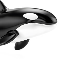 Orca metallic 3D image of black and white orca on white background. Generative AI