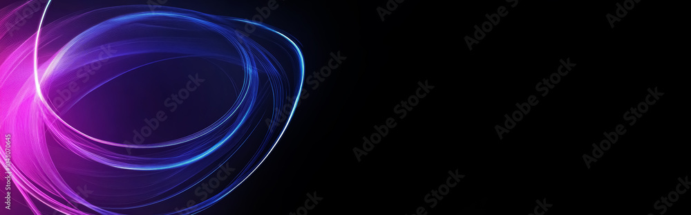 Canvas Prints abstract glowing light effect circled lines on dark background with copy space, round sparkles and l