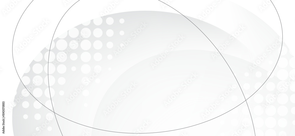 Poster soft light white abstract geometric style with halftone and simple lines background design. template