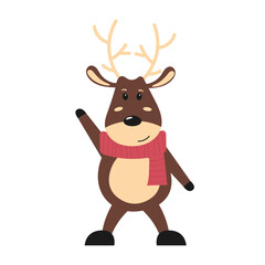 Cute Christmas deer in cartoon style