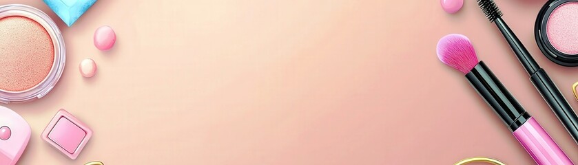 Chic Watercolor Flat Lay of Makeup Essentials