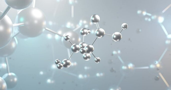 Aspartic acid rotating 3d molecule, molecular structure of alpha-amino acid, seamless video
