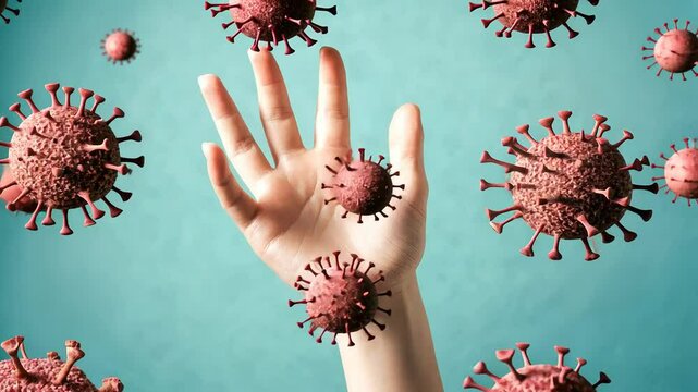 Hand stopping virus spread in conceptual