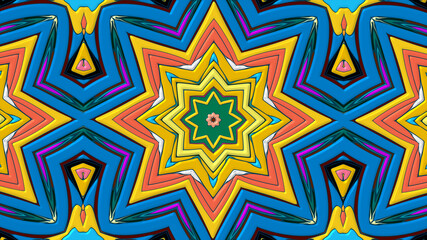 Colorful symmetrical abstract kaleidoscope background pattern for summer 