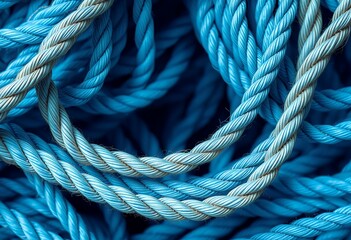 Fototapeta premium Blue Rope Texture Background Nautical Marine Industrial Close up Photography