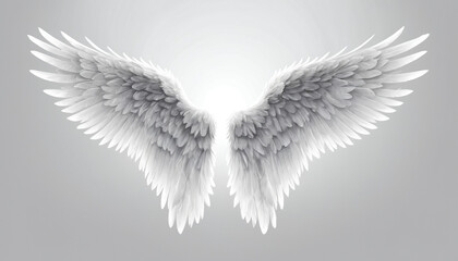 Obraz premium Realistic angel wings isolated against a white background.