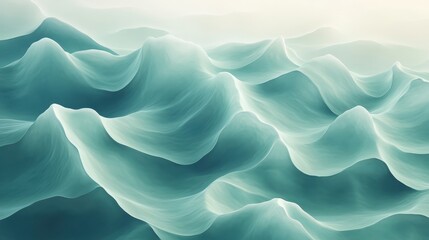 A background with soft, undulating shapes inspired by ocean waves, featuring blue-green gradients. 