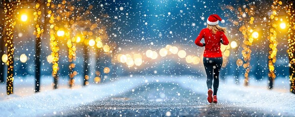 Fototapeta premium Cheerful Runner in Snowy Winter Wonderland