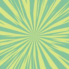 Pop art radial colorful comics book magazine cover. Striped digital background. Cartoon funny retro pattern strip mock up. Vector halftone illustration. Sunburst, starburst shape