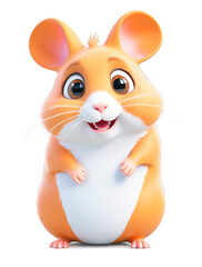 Fototapeta premium A cute 3d hamster with big eyes. Transparent background. AI.