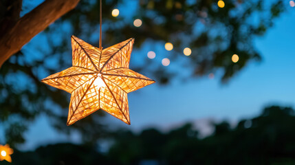 Traditional Filipino Star Lantern Illuminating Night Sky