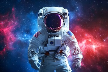 Fototapeta premium Exploring the cosmic frontier an astronaut's journey