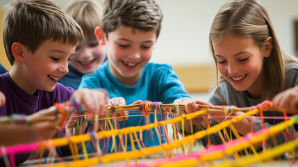 ids Weaving Yarn Together on a Craft Project