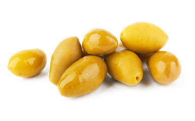 Green olives isolated