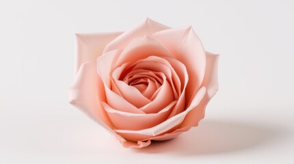 A single rosebud with its soft petals tightly spiraled, placed delicately on a white background. The rosebud showcases a rich hue, with velvety petals that appear fresh and vibrant.