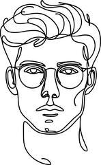 Man Face Wearing Glasses Abstract Line Hand Drawing Illustration Symbol Element , Abstract Line Drawn for Wallpaper , Canvas , etc .