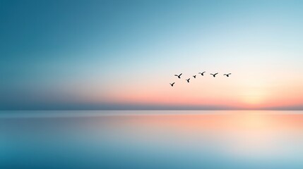 Obraz premium Silhouette of Birds Flying at Dusk
