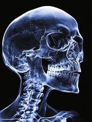 Skull Xray. X-Ray Image Showing Detailed Bone Structure of Human Head