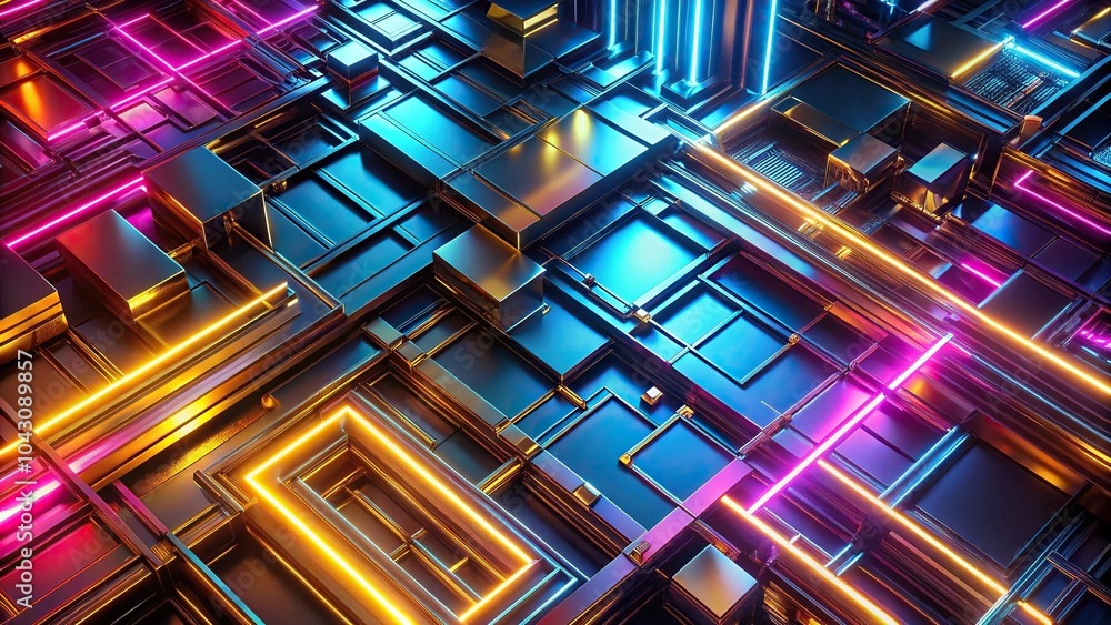 Aufkleber glowing abstract futuristic background with high angle view