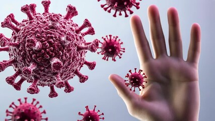 Human hand stopping advancing viruses