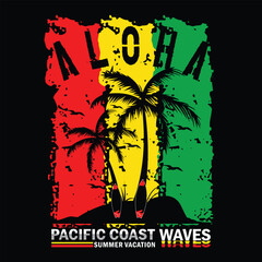 Summer vacation pacific coast waves graphic design, illustration vector