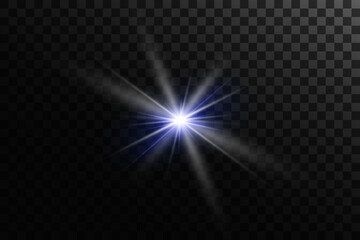 Flash of stars and rays. On a transparent background.